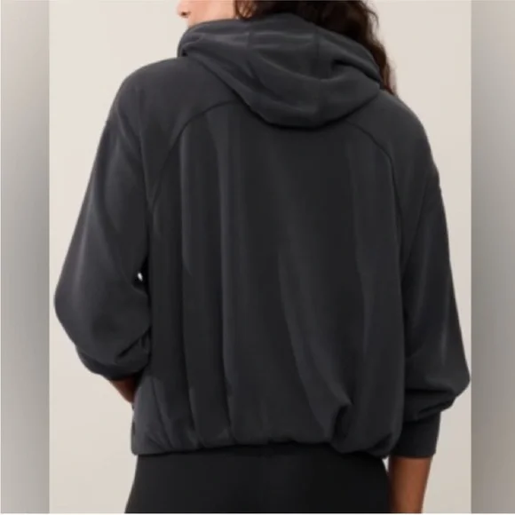Athleta Seasoft Bubble Hem Hoodie Sweatshirt Black/Dark Gray - S - Picture 2 of 7